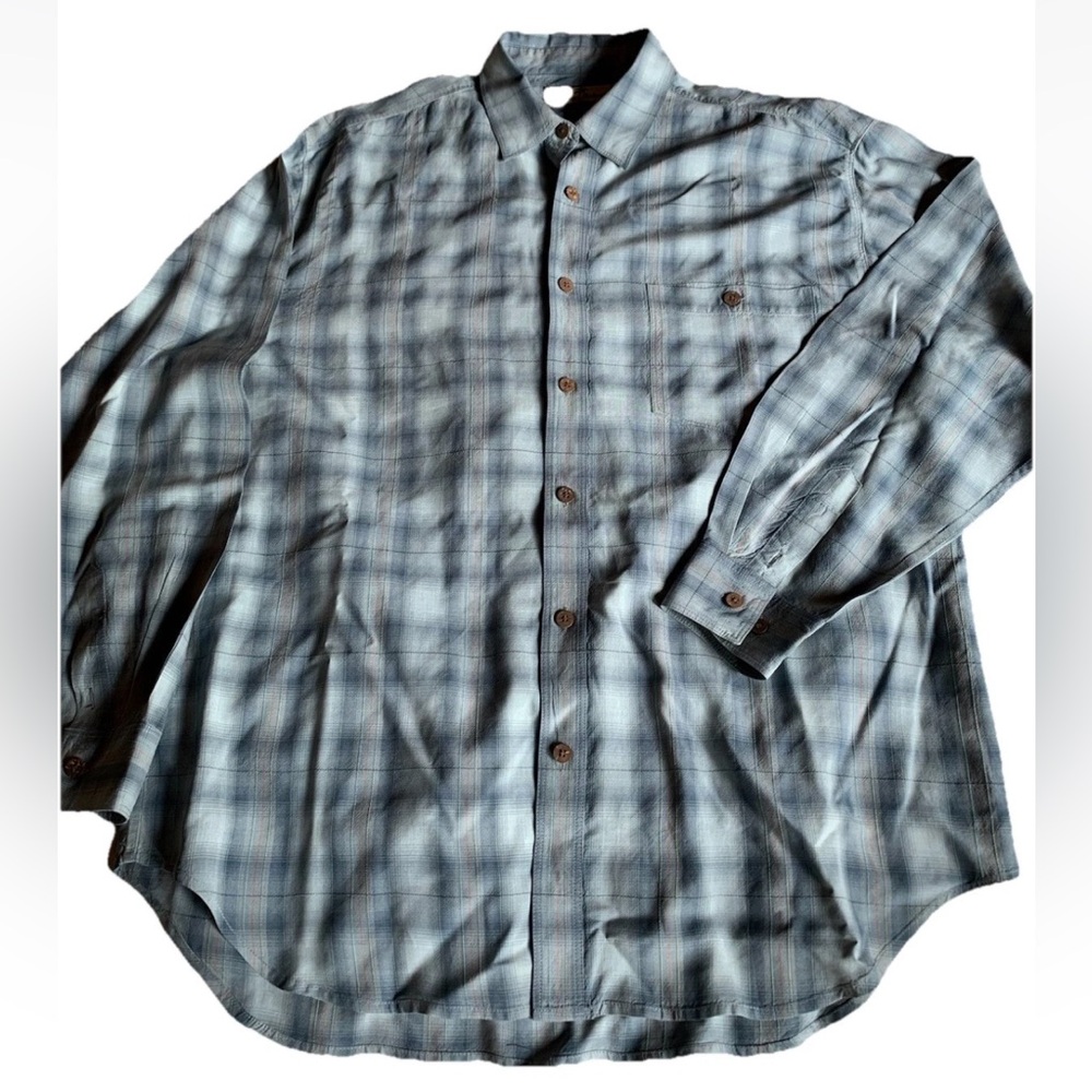 Tommy Bahama Men's Silk Blue Plaid Shirt